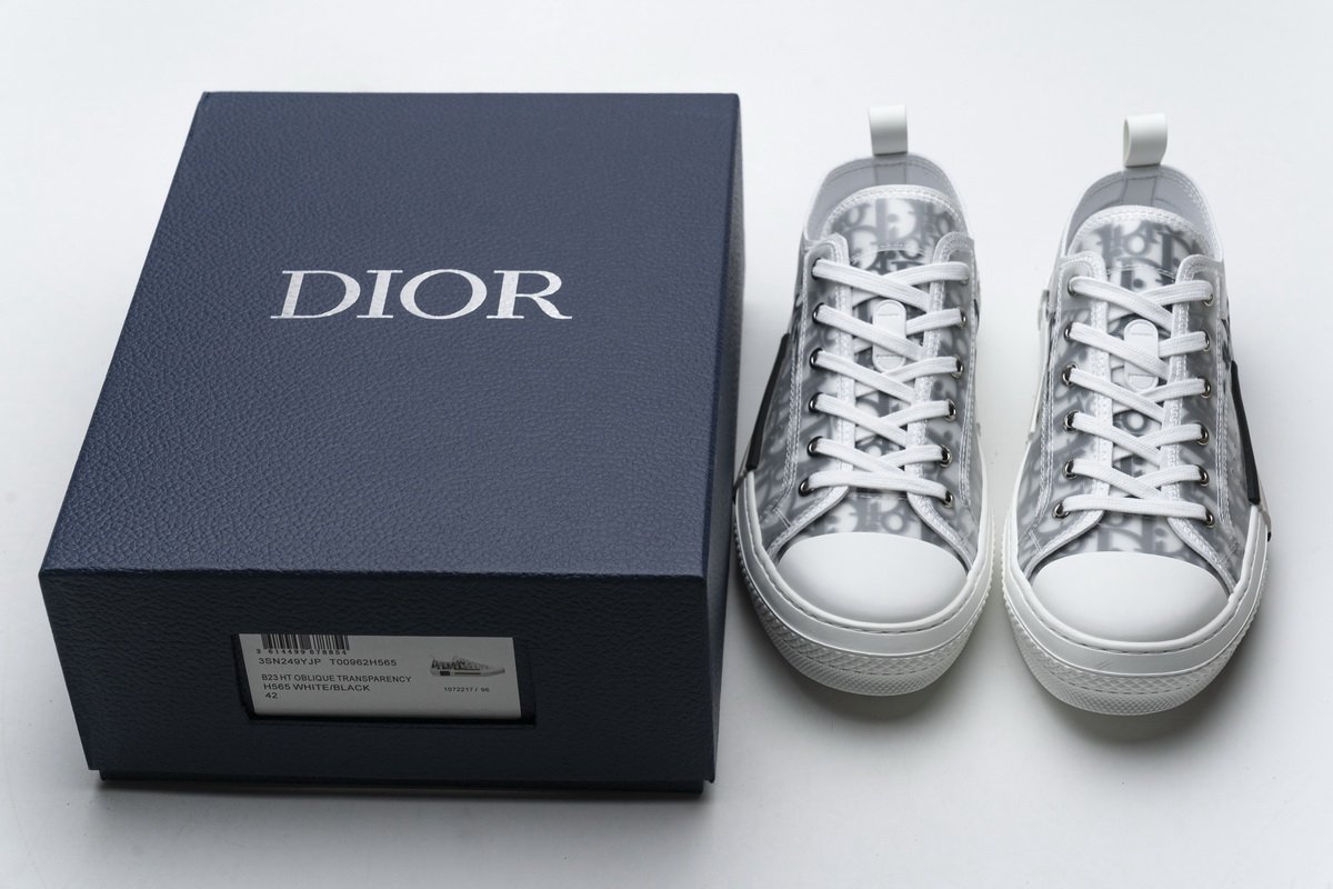 Dior B23 HT Oblique Transparency Low H565 White Black - Image 3